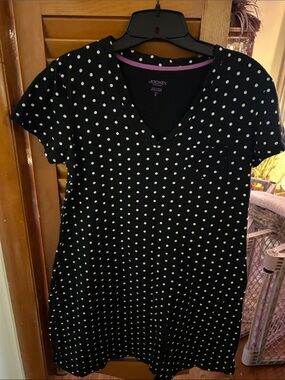 Jockey Black and White Polka Dot V-Neck Nightdress